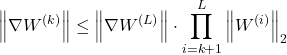 gradient norm in terms of weight norms